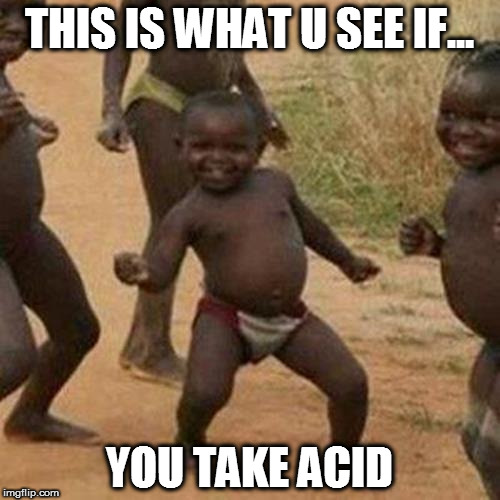 Third World Success Kid Meme | THIS IS WHAT U SEE IF... YOU TAKE ACID | image tagged in memes,third world success kid | made w/ Imgflip meme maker
