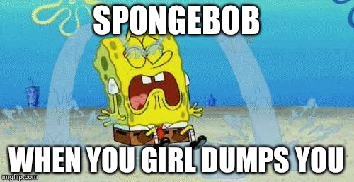 sad crying spongebob | SPONGEBOB; WHEN YOU GIRL DUMPS YOU | image tagged in sad crying spongebob | made w/ Imgflip meme maker
