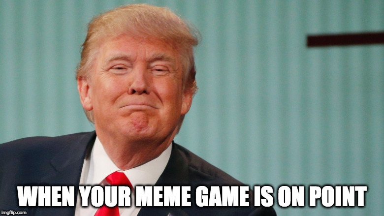 smugtrump | WHEN YOUR MEME GAME IS ON POINT | image tagged in smugtrump | made w/ Imgflip meme maker