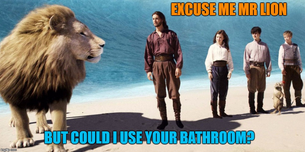 BUT COULD I USE YOUR BATHROOM? EXCUSE ME MR LION | made w/ Imgflip meme maker