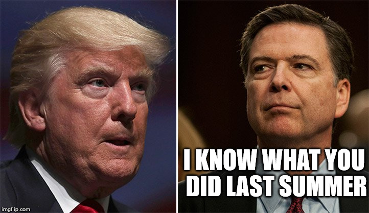 Trump Comey | I KNOW WHAT YOU DID LAST SUMMER | image tagged in trump comey | made w/ Imgflip meme maker