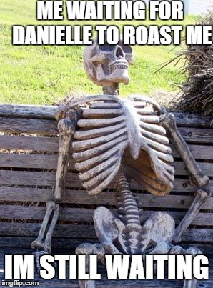 Waiting Skeleton Meme | ME WAITING FOR DANIELLE TO ROAST ME; IM STILL WAITING | image tagged in memes,waiting skeleton | made w/ Imgflip meme maker