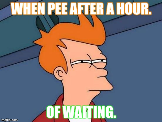 Futurama Fry Meme | WHEN PEE AFTER A HOUR. OF WAITING. | image tagged in memes,futurama fry | made w/ Imgflip meme maker