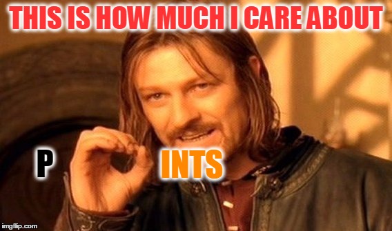 The Obvious | THIS IS HOW MUCH I CARE ABOUT; INTS; P | image tagged in memes,one does not simply,rejoin imgflip,serial deleter,i like to change my names a lot | made w/ Imgflip meme maker