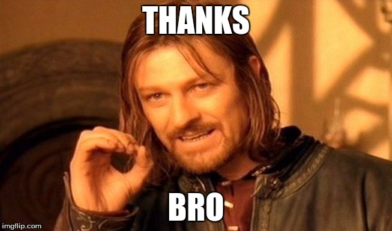 THANKS BRO | image tagged in memes,one does not simply | made w/ Imgflip meme maker