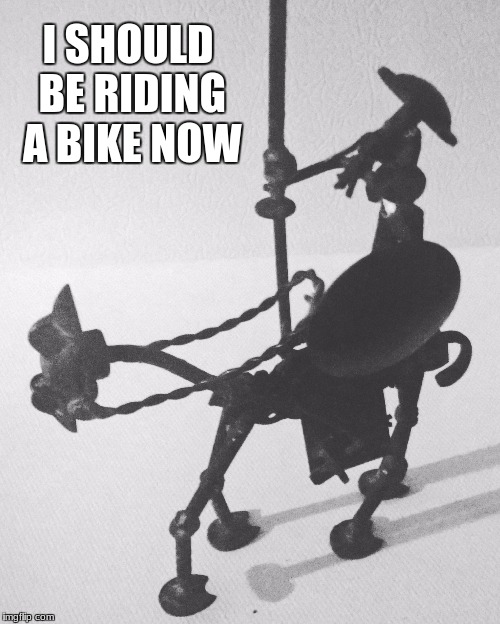 Don Quixote | I SHOULD BE RIDING A BIKE NOW | image tagged in adventure time | made w/ Imgflip meme maker