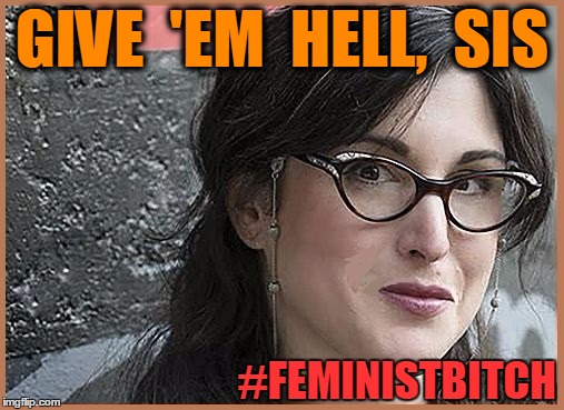 feminist Zeisler | GIVE  'EM  HELL,  SIS #FEMINISTB**CH | image tagged in feminist zeisler | made w/ Imgflip meme maker