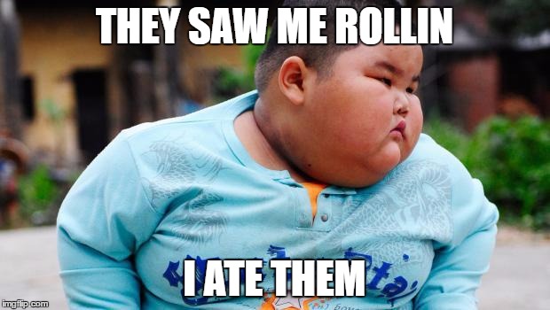 oops i was hungry | THEY SAW ME ROLLIN; I ATE THEM | image tagged in fat asian kid | made w/ Imgflip meme maker