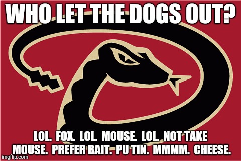 WHO LET THE DOGS OUT? LOL.  FOX.  LOL.  MOUSE.  LOL.  NOT TAKE MOUSE.  PREFER BAIT.  PU TIN.  MMMM.  CHEESE. | made w/ Imgflip meme maker