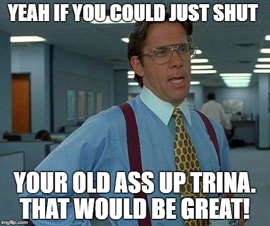 That Would Be Great Meme | YEAH IF YOU COULD JUST SHUT; YOUR OLD ASS UP TRINA. THAT WOULD BE GREAT! | image tagged in memes,that would be great | made w/ Imgflip meme maker