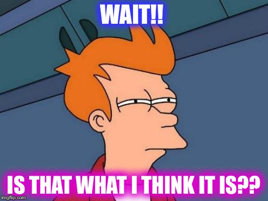 Futurama Fry Meme | WAIT!! IS THAT WHAT I THINK IT IS?? | image tagged in memes,futurama fry | made w/ Imgflip meme maker