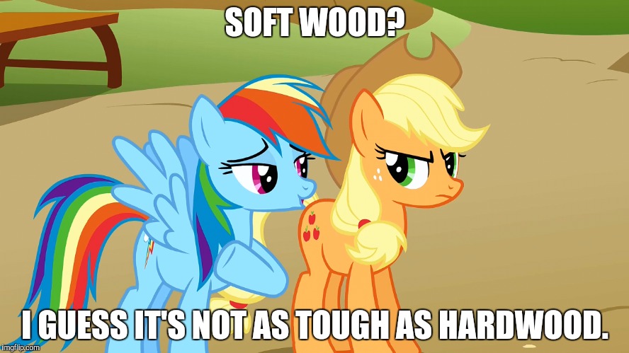 SOFT WOOD? I GUESS IT'S NOT AS TOUGH AS HARDWOOD. | made w/ Imgflip meme maker