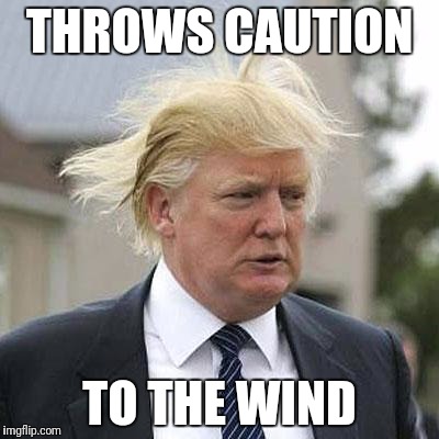 Donald Trump | THROWS CAUTION; TO THE WIND | image tagged in donald trump | made w/ Imgflip meme maker