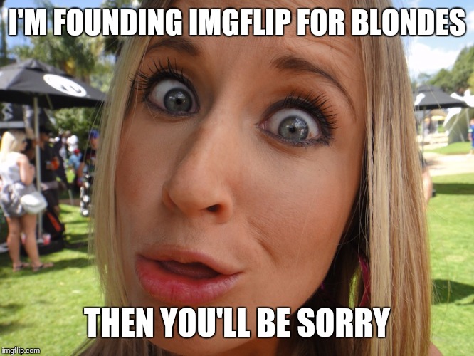 Memes | I'M FOUNDING IMGFLIP FOR BLONDES THEN YOU'LL BE SORRY | image tagged in memes | made w/ Imgflip meme maker
