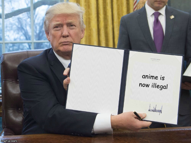 How Re-Creators will end. True Ending. | image tagged in trump,anime,Animemes | made w/ Imgflip meme maker