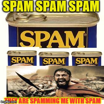 spam | SPAM SPAM SPAM; THEY ARE SPAMMING ME WITH SPAM | image tagged in spam | made w/ Imgflip meme maker
