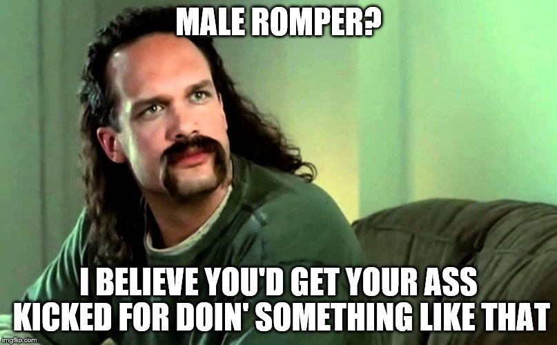 Lawrence Office Space | MALE ROMPER? I BELIEVE YOU'D GET YOUR ASS KICKED FOR DOIN' SOMETHING LIKE THAT | image tagged in lawrence office space | made w/ Imgflip meme maker