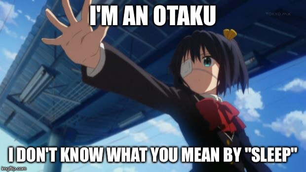Stop in the name of Anime | I'M AN OTAKU; I DON'T KNOW WHAT YOU MEAN BY "SLEEP" | image tagged in stop in the name of anime | made w/ Imgflip meme maker