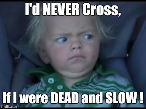 Don't Tell Me... | I'd NEVER Cross, If I were DEAD and SLOW ! | image tagged in don't tell me | made w/ Imgflip meme maker