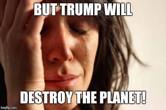First World Problems Meme | BUT TRUMP WILL DESTROY THE PLANET! | image tagged in memes,first world problems | made w/ Imgflip meme maker