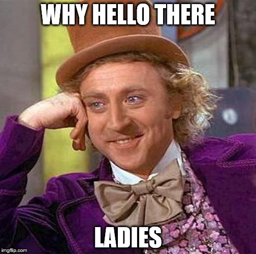 Creepy Condescending Wonka Meme | WHY HELLO THERE; LADIES | image tagged in memes,creepy condescending wonka | made w/ Imgflip meme maker