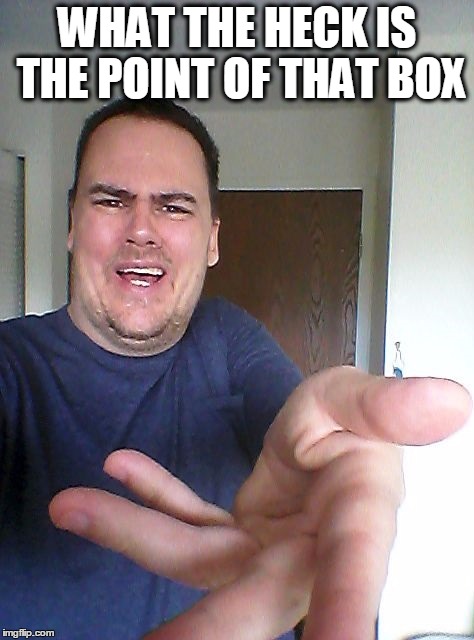 wow! | WHAT THE HECK IS THE POINT OF THAT BOX | image tagged in wow | made w/ Imgflip meme maker