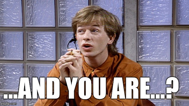 ...AND YOU ARE...? | image tagged in david spade | made w/ Imgflip meme maker