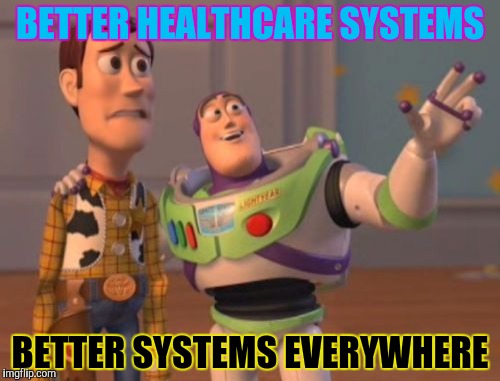 X, X Everywhere Meme | BETTER HEALTHCARE SYSTEMS BETTER SYSTEMS EVERYWHERE | image tagged in memes,x x everywhere | made w/ Imgflip meme maker