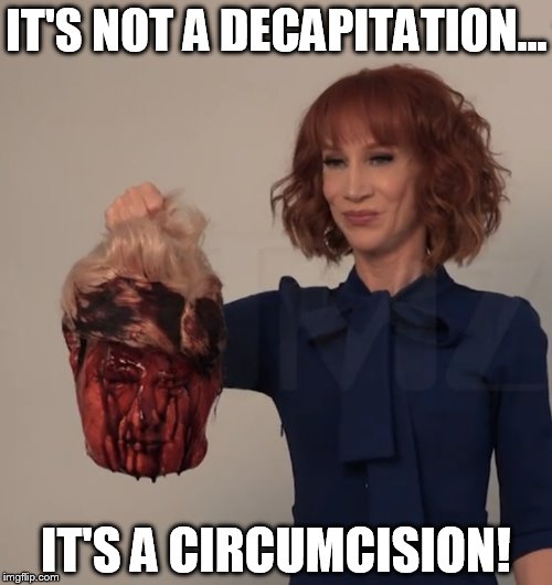 Meanwhile... | IT'S NOT A DECAPITATION... IT'S A CIRCUMCISION! | image tagged in griffin head | made w/ Imgflip meme maker