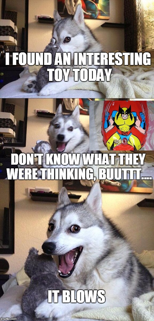 Bad Pun Dog | I FOUND AN INTERESTING TOY TODAY; DON'T KNOW WHAT THEY WERE THINKING, BUUTTT.... IT BLOWS | image tagged in memes,bad pun dog | made w/ Imgflip meme maker