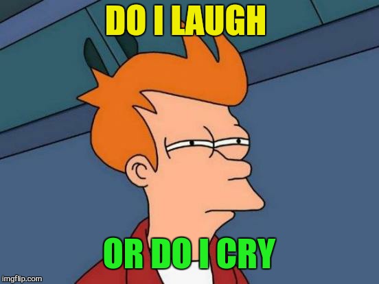 Futurama Fry Meme | DO I LAUGH OR DO I CRY | image tagged in memes,futurama fry | made w/ Imgflip meme maker
