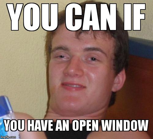 10 Guy Meme | YOU CAN IF YOU HAVE AN OPEN WINDOW | image tagged in memes,10 guy | made w/ Imgflip meme maker