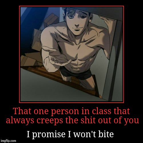 The creepy guy in class | image tagged in funny,demotivationals,anime | made w/ Imgflip demotivational maker