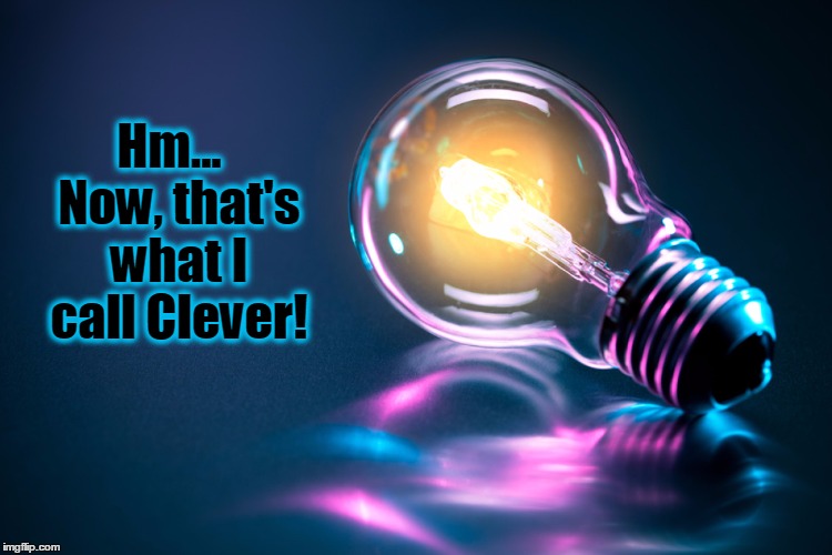 Recognizing "CLEVER" | Hm...  Now, that's what I call Clever! | image tagged in vince vance,beautiful light bulb,the light of my life,clever,a quick mind | made w/ Imgflip meme maker