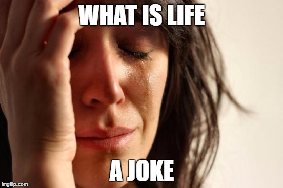 First World Problems Meme | WHAT IS LIFE; A JOKE | image tagged in memes,first world problems | made w/ Imgflip meme maker