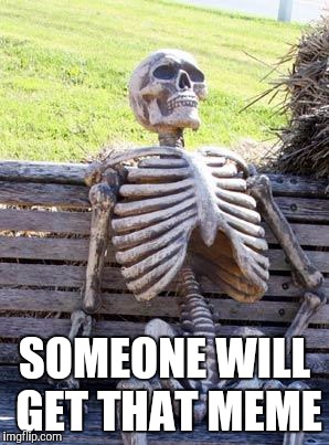 Waiting Skeleton Meme | SOMEONE WILL GET THAT MEME | image tagged in memes,waiting skeleton | made w/ Imgflip meme maker