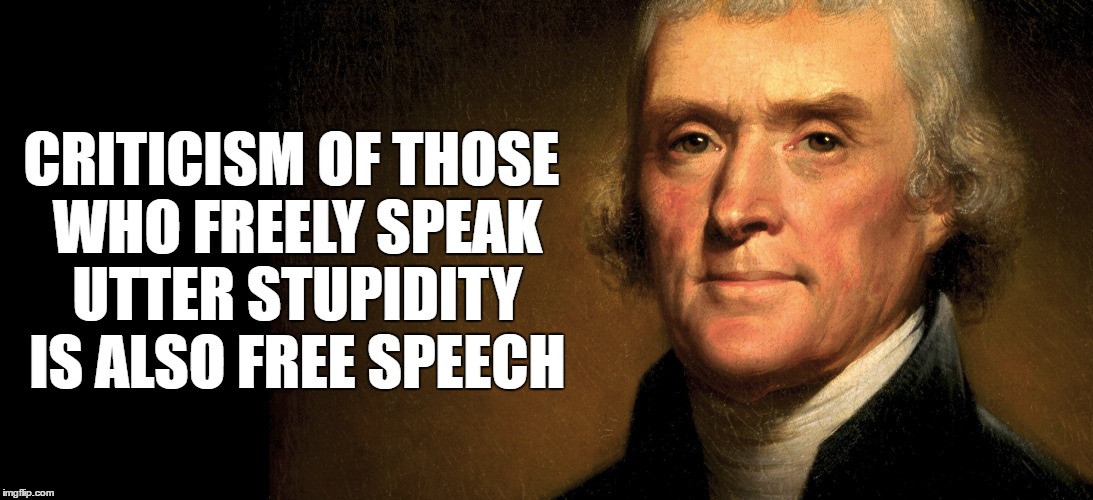 CRITICISM OF THOSE WHO FREELY SPEAK UTTER STUPIDITY IS ALSO FREE SPEECH | made w/ Imgflip meme maker