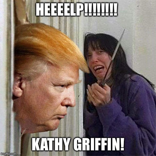 God Help Us All! | HEEEELP!!!!!!!! KATHY GRIFFIN! | image tagged in kathy griffin,donald trump | made w/ Imgflip meme maker