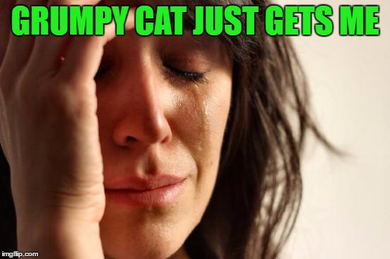 First World Problems Meme | GRUMPY CAT JUST GETS ME | image tagged in memes,first world problems | made w/ Imgflip meme maker