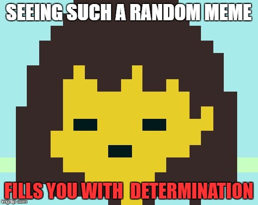 Frisk's face | SEEING SUCH A RANDOM MEME; FILLS YOU WITH  DETERMINATION | image tagged in frisk's face | made w/ Imgflip meme maker