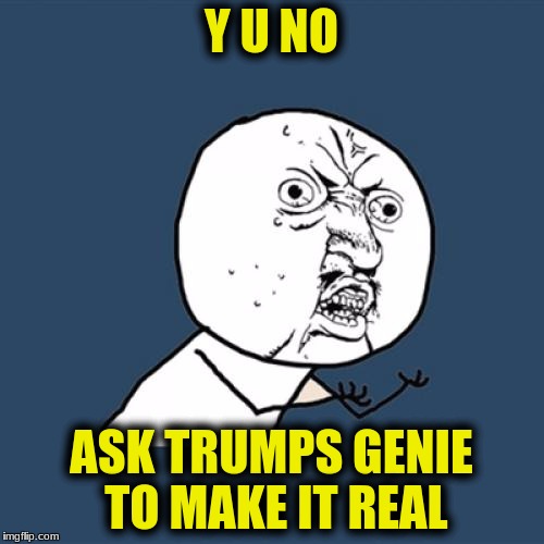 Y U No Meme | Y U NO ASK TRUMPS GENIE TO MAKE IT REAL | image tagged in memes,y u no | made w/ Imgflip meme maker