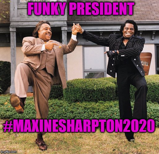 FUNKY PRESIDENT; #MAXINESHARPTON2020 | image tagged in maxine waters,presidential race,al sharpton,al sharpton racist,james brown | made w/ Imgflip meme maker
