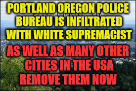 Portland | PORTLAND OREGON POLICE BUREAU IS INFILTRATED WITH WHITE SUPREMACIST; AS WELL AS MANY OTHER CITIES IN THE USA    REMOVE THEM NOW | image tagged in portland | made w/ Imgflip meme maker
