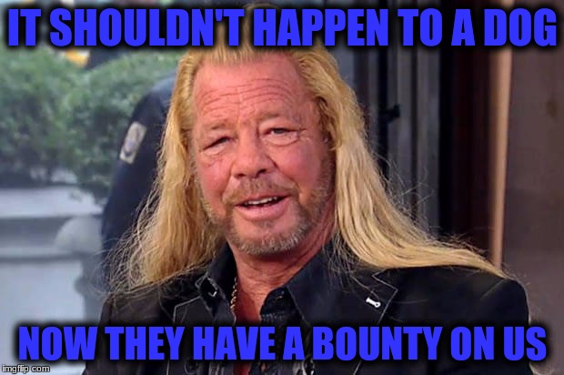 IT SHOULDN'T HAPPEN TO A DOG NOW THEY HAVE A BOUNTY ON US | made w/ Imgflip meme maker