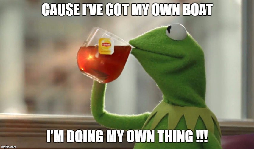 CAUSE I’VE GOT MY OWN BOAT; I’M DOING MY OWN THING !!! image tagged in meme...