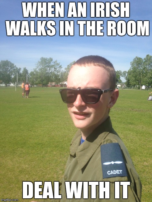 Private Sass | WHEN AN IRISH WALKS IN THE ROOM; DEAL WITH IT | image tagged in private sass | made w/ Imgflip meme maker