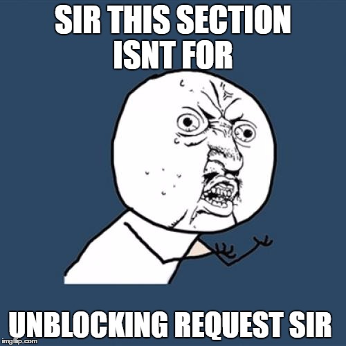 Y U No Meme | SIR THIS SECTION ISNT FOR; UNBLOCKING REQUEST SIR | image tagged in memes,y u no | made w/ Imgflip meme maker