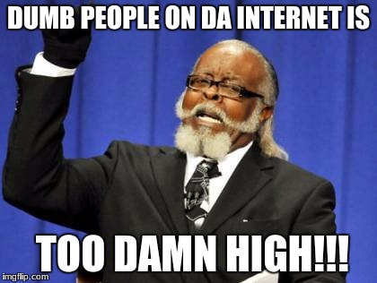 Too Damn High | DUMB PEOPLE ON DA INTERNET IS; TOO DAMN HIGH!!! | image tagged in memes,too damn high | made w/ Imgflip meme maker