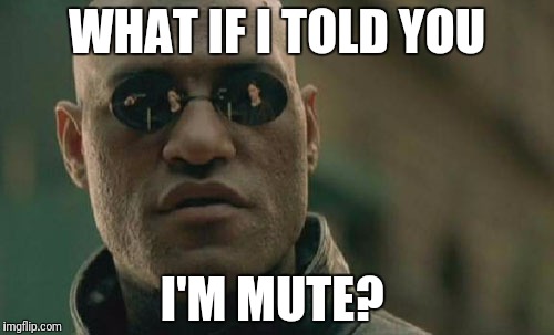 Matrix Morpheus Meme | WHAT IF I TOLD YOU; I'M MUTE? | image tagged in memes,matrix morpheus | made w/ Imgflip meme maker