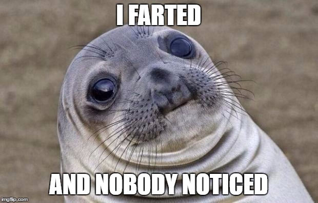 Awkward Moment Sealion Meme | I FARTED; AND NOBODY NOTICED | image tagged in memes,awkward moment sealion | made w/ Imgflip meme maker